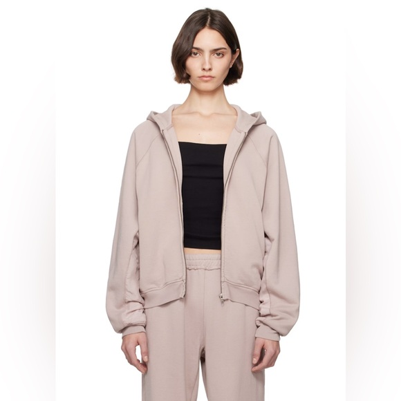 SKIMS Taupe French Terry Relaxed Zip Up Hoodie - Picture 1 of 9